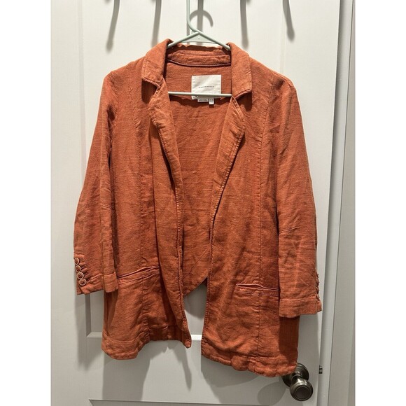 Anthropologie Vintage Washed Linen Blazer Summer Lightweight Terracotta Sz 2 - Picture 3 of 6